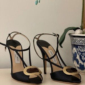 Jimmy Choo navy satin heel 8.5 (39.5)